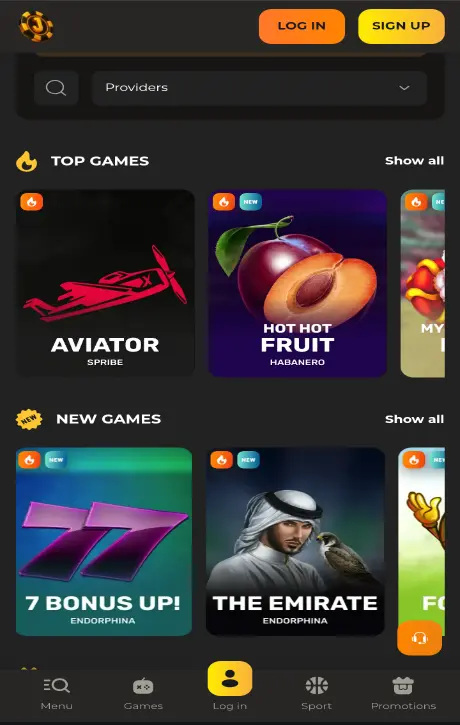 ZARbet South Africa mobile casino homepage